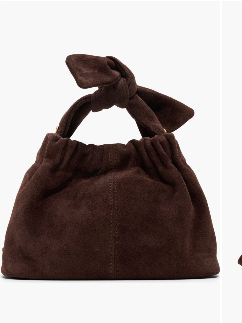 Ted Baker Dark Brown Suede Knot-Handle Crossbody Bag